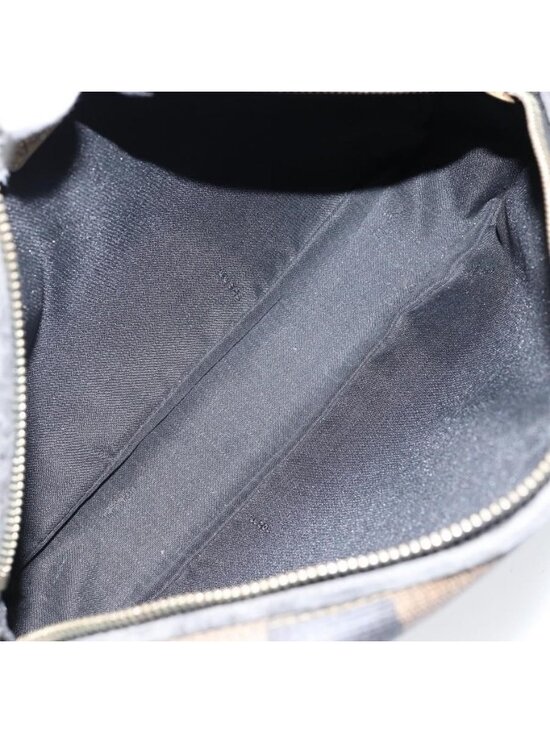 Authentic FENDI Pecan Canvas Shoulder Bag PVC Black Brown gold - Picture 3 of 16